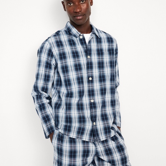 NWT OLD NAVY Poplin Pajama Short Set COLOR NAVY PLAID SIZE MEDIUM - Picture 4 of 5